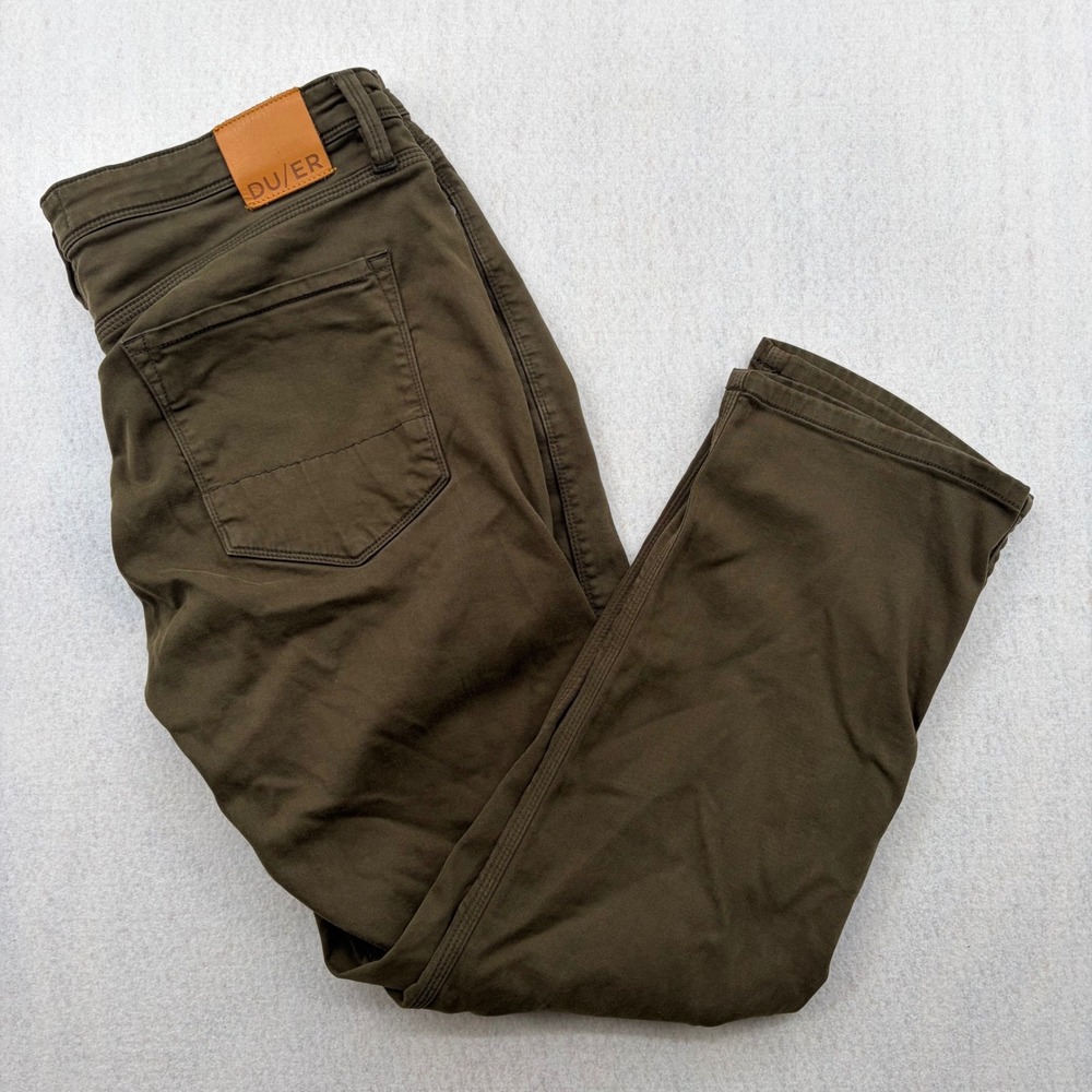 DU/ER N2X Relaxed Taper Pants Mens 38x30 Olive Green Stretch Performance Chino